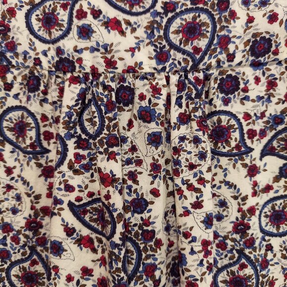 Daniel Rain Blouse womens 1x Peasant roll tab floral tie tassels silver buttons - Picture 12 of 15